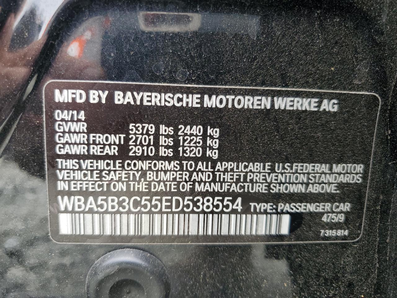 WBA5B3C55ED538554 2014 BMW 535 Xi