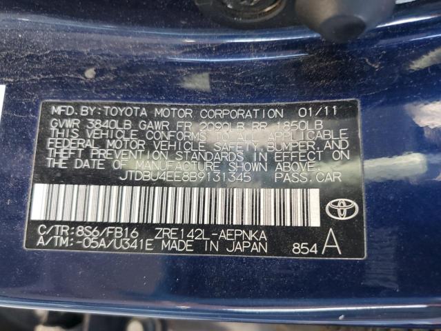 2011 Toyota Corolla Base VIN: JTDBU4EE8B9131345 Lot: 53796714