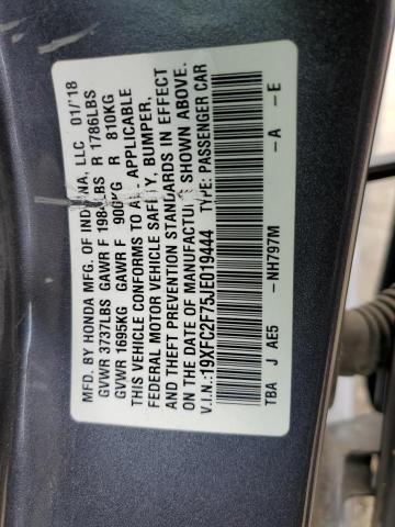 2018 HONDA CIVIC EX - 19XFC2F75JE019444