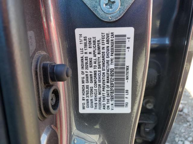 VIN 19XFB2F93FE218293 2015 Honda Civic, Exl no.12