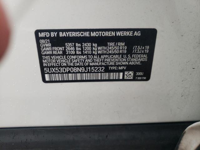 2022 BMW X3 xDrive30I VIN: 5UX53DP08N9J15232 Lot: 54448784