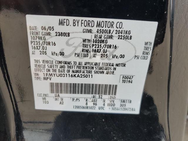 2006 Ford Escape Xlt VIN: 1FMYU03116KA25011 Lot: 57324734