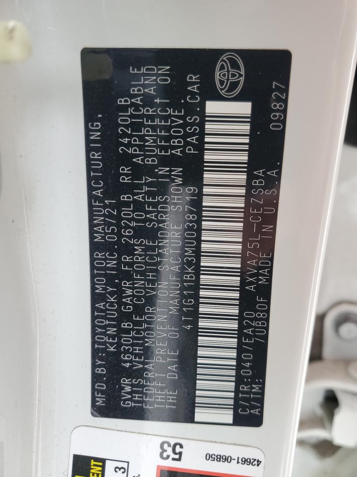 4T1G11BK3MU038719 2021 Toyota Camry Se