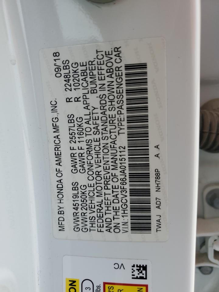 1HGCV3F66JA015112 2018 Honda Accord Hybrid Exl