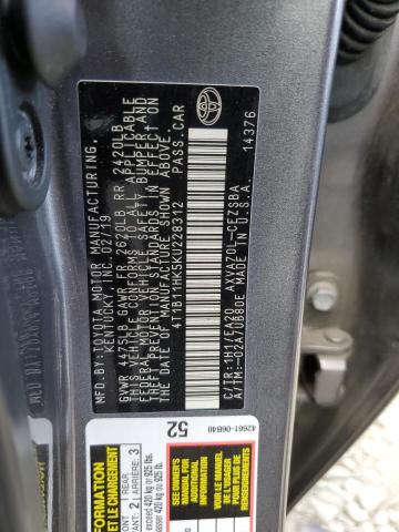 VIN 4T1B11HK5KU228312 2019 Toyota Camry, L no.12