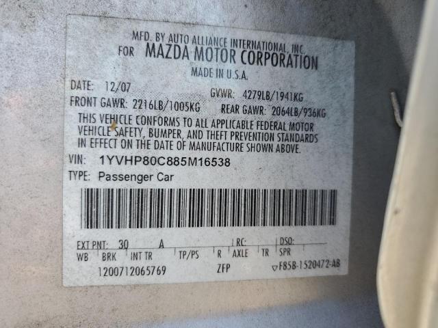 2008 Mazda 6 I VIN: 1YVHP80C885M16538 Lot: 53086304