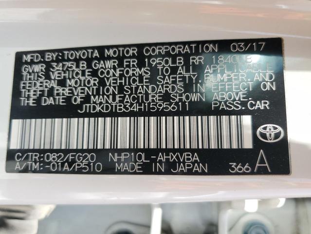 2017 Toyota Prius C VIN: JTDKDTB34H1595611 Lot: 55966404
