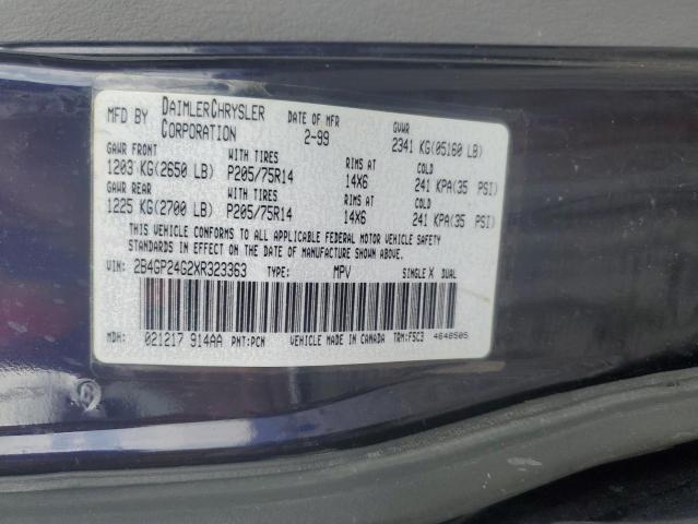 1999 Dodge Grand Caravan VIN: 2B4GP24G2XR323363 Lot: 55079304