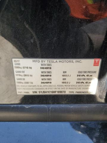 2017 Tesla Model S VIN: 5YJSA1E16HF189070 Lot: 54647524