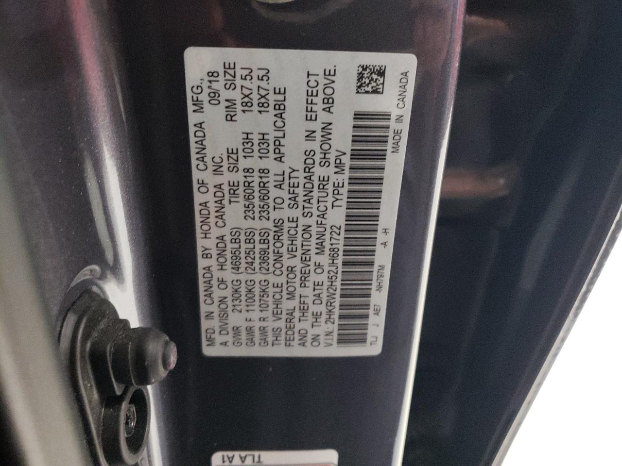 2HKRW2H52JH681722 2018 Honda Cr-V Ex