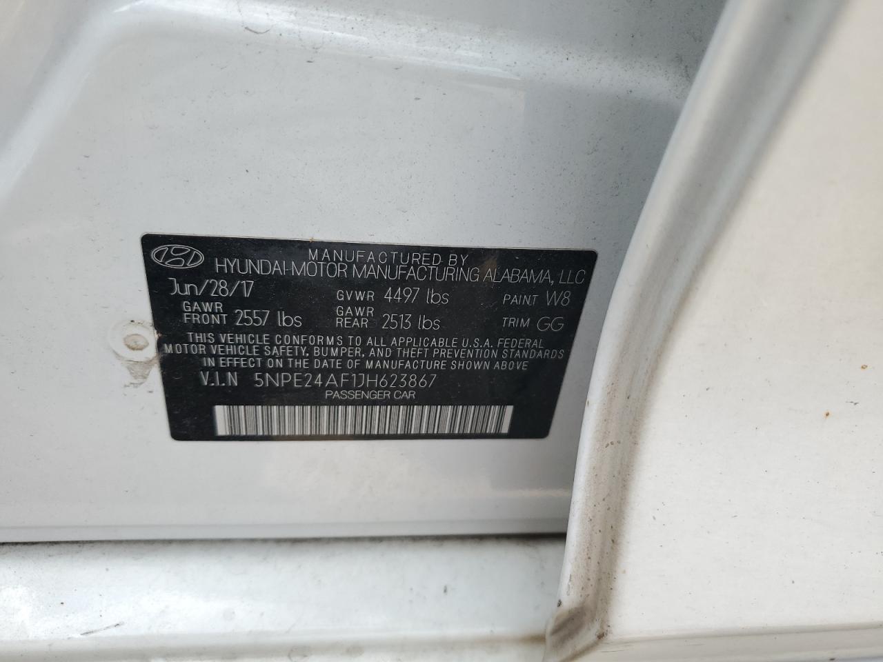 5NPE24AF1JH623867 2018 Hyundai Sonata Se