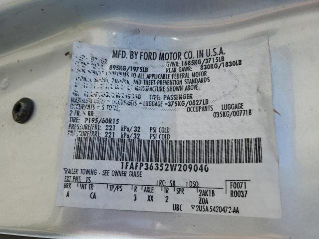 2002 Ford Focus Se VIN: 1FAFP36352W209040 Lot: 55195654