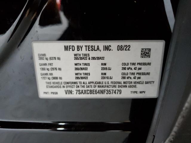 2022 Tesla Model X VIN: 7SAXCBE64NF357479 Lot: 54287314