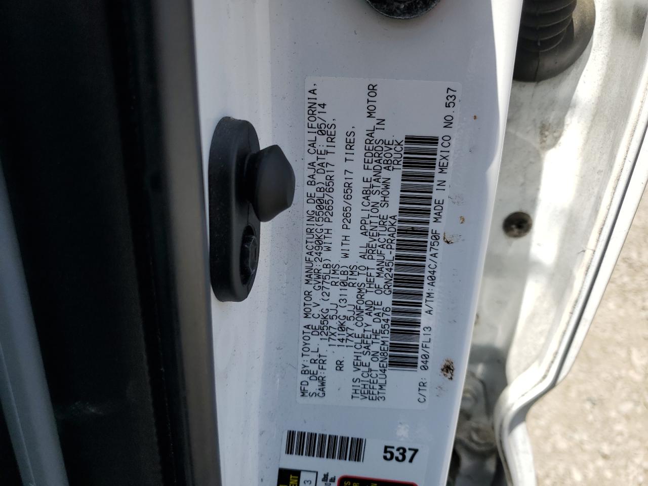 3TMLU4EN8EM155476 2014 Toyota Tacoma Double Cab