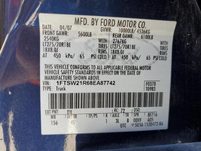 2008 Ford F250 Super Duty VIN: 1FTSW21R68EA87742 Lot: 53613824