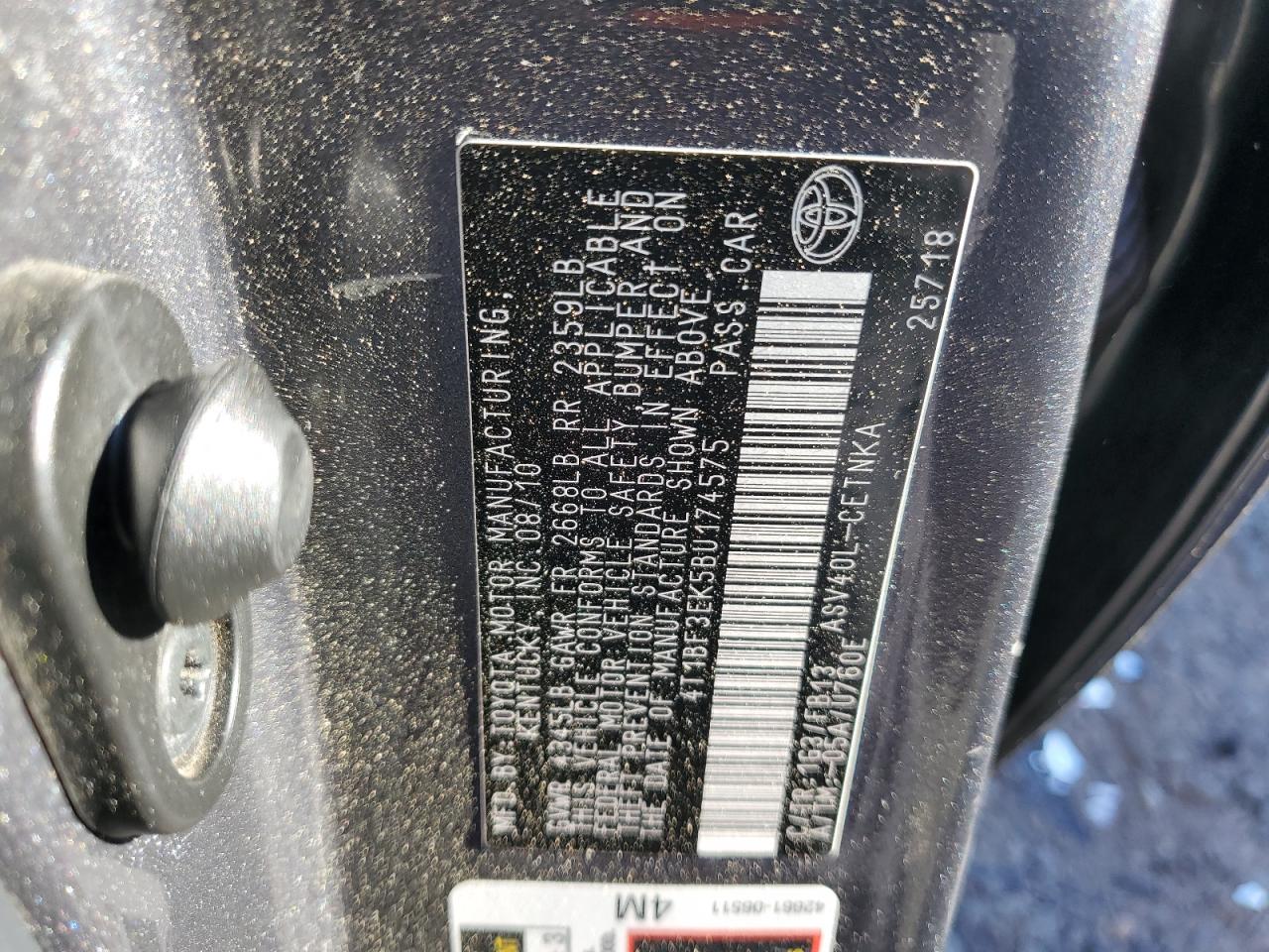 4T1BF3EK5BU174575 2011 Toyota Camry Base