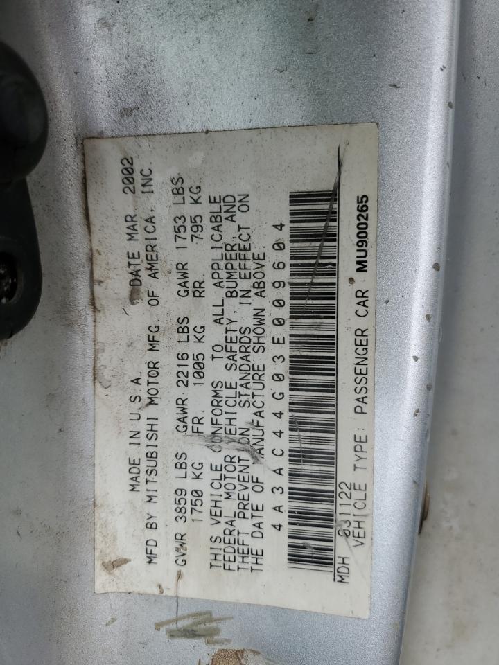 4A3AC44G03E009604 2003 Mitsubishi Eclipse Gs