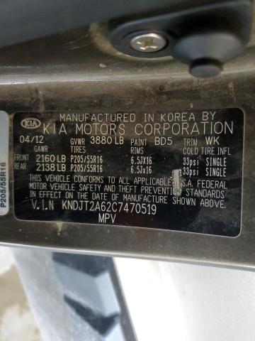 2012 Kia Soul + VIN: KNDJT2A62C7470519 Lot: 56441694