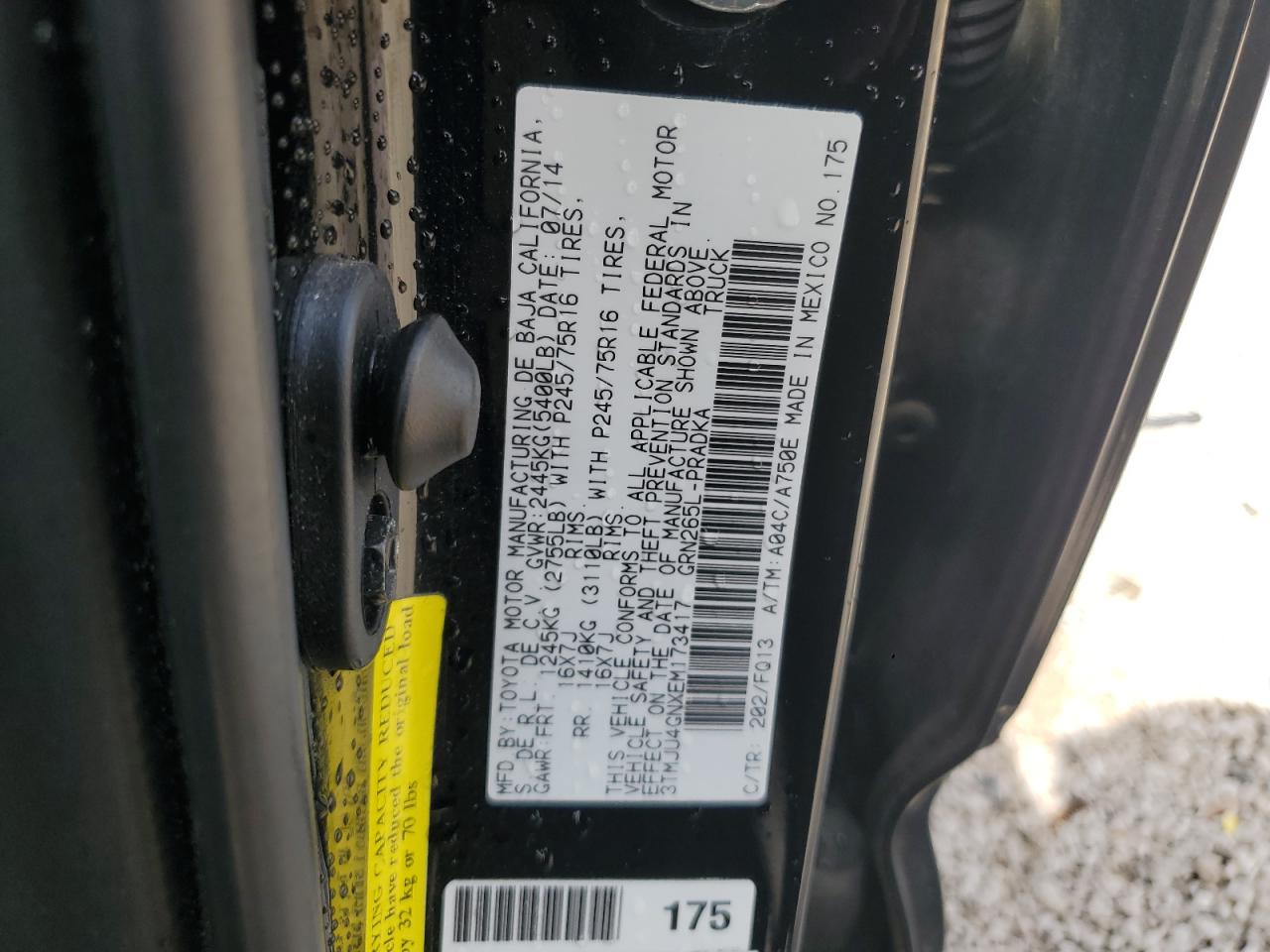 3TMJU4GNXEM173417 2014 Toyota Tacoma Double Cab Prerunner