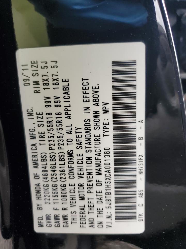 5J8TB1H5XCA001380 2012 Acura Rdx Technology