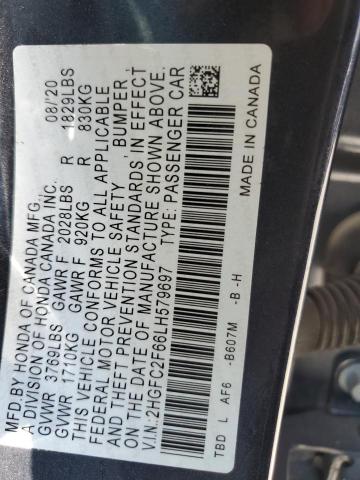 2020 Honda Civic Lx VIN: 2HGFC2F66LH579697 Lot: 56737554