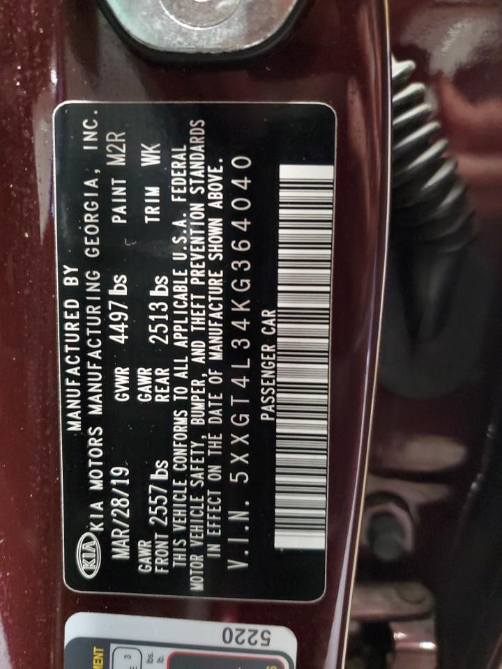 5XXGT4L34KG364040 2019 Kia Optima Lx