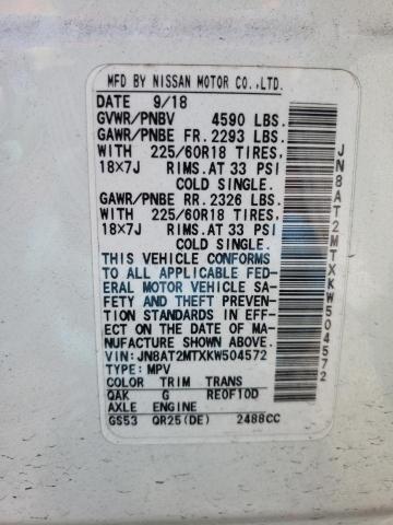 2019 Nissan Rogue S VIN: JN8AT2MTXKW504572 Lot: 54813944