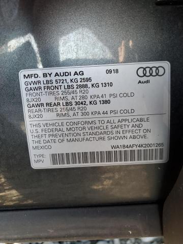 2019 Audi Sq5 Premium Plus VIN: WA1B4AFY4K2001265 Lot: 56590184