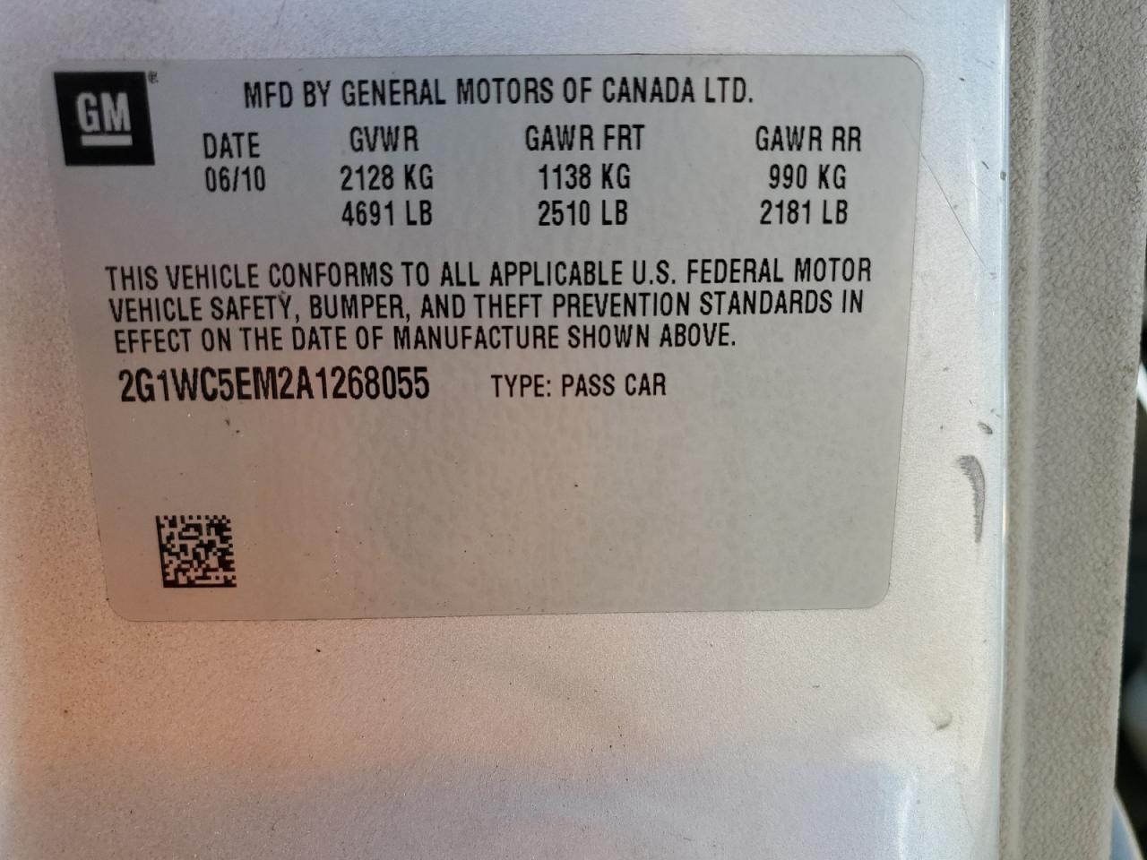 2G1WC5EM2A1268055 2010 Chevrolet Impala Ltz