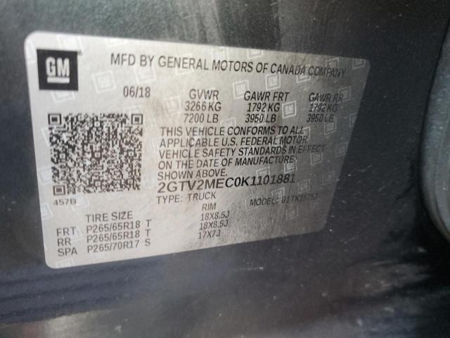 2019 GMC Sierra Limited K1500 Sle VIN: 2GTV2MEC0K1101881 Lot: 55353594