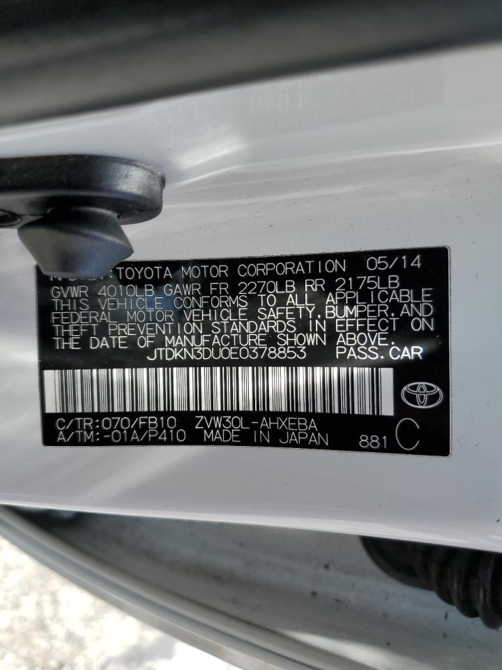 JTDKN3DU0E0378853 2014 Toyota Prius