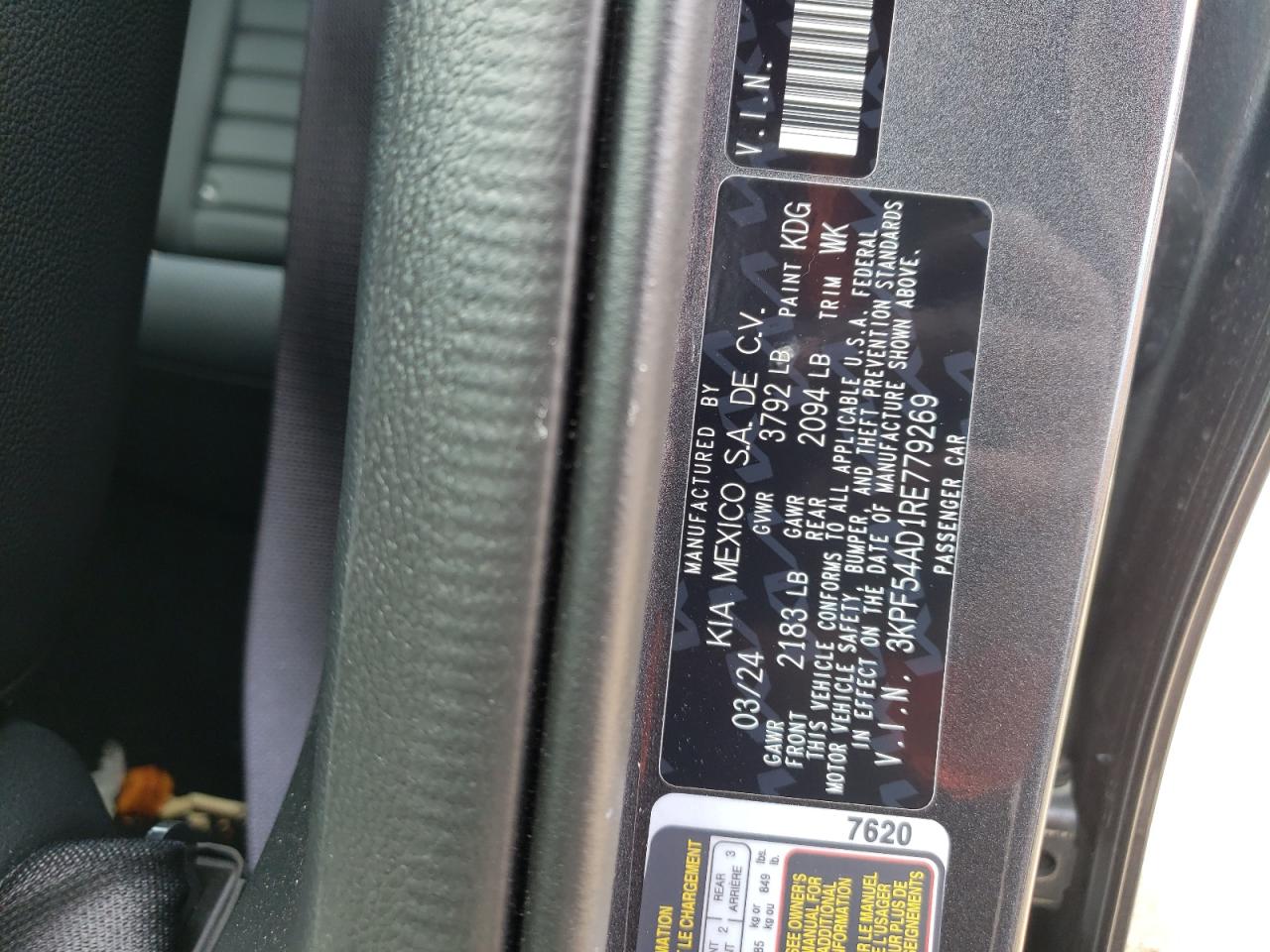 3KPF54AD1RE779269 2024 Kia Forte Gt Line