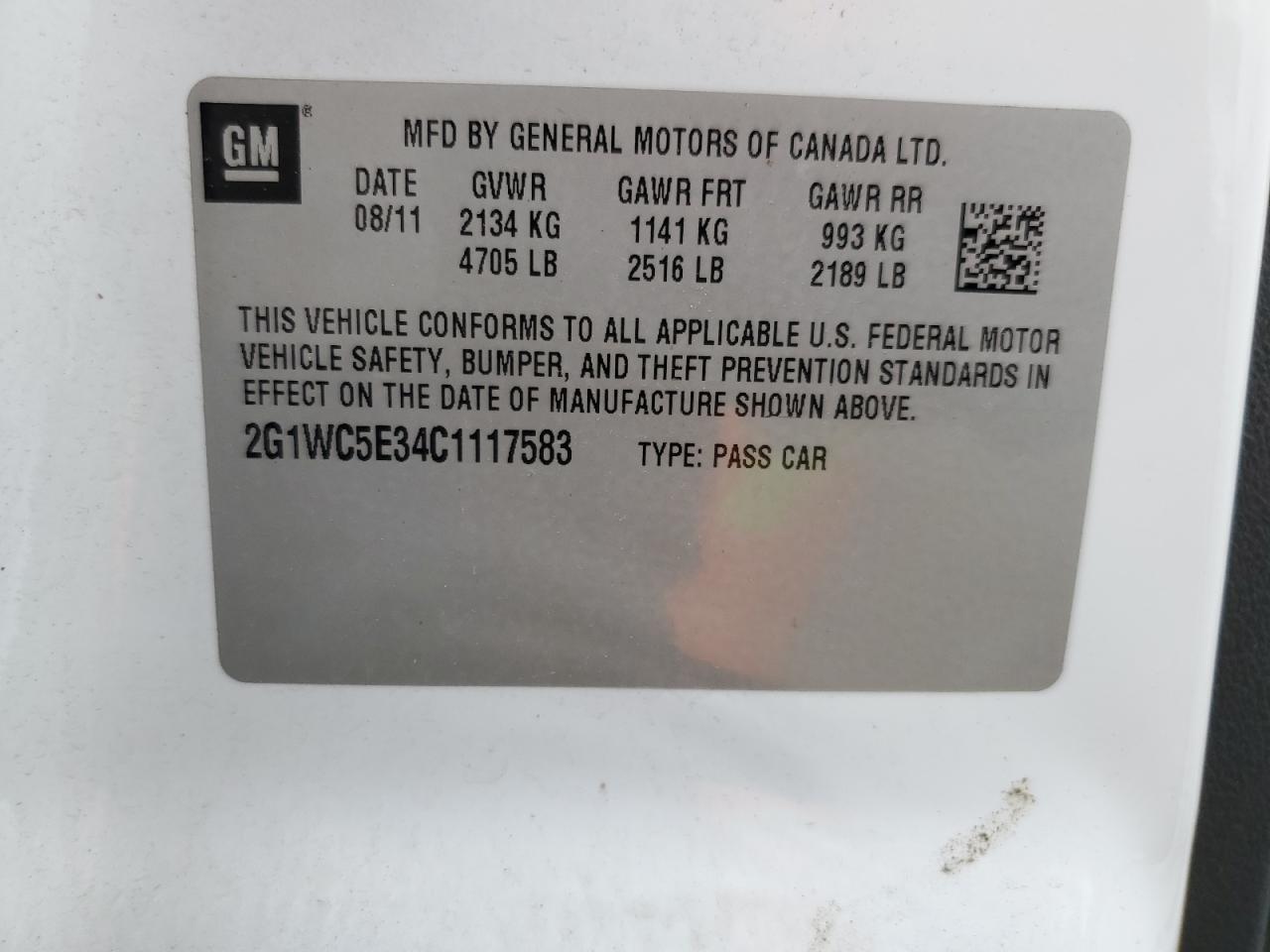 2G1WC5E34C1117583 2012 Chevrolet Impala Ltz