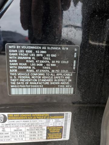 2015 Volkswagen Touareg V6 Tdi VIN: WVGEP9BP0FD003252 Lot: 55525824