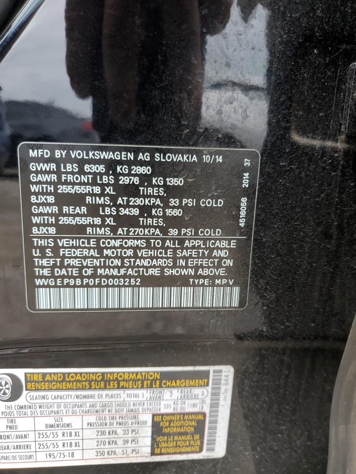 WVGEP9BP0FD003252 2015 Volkswagen Touareg V6 Tdi
