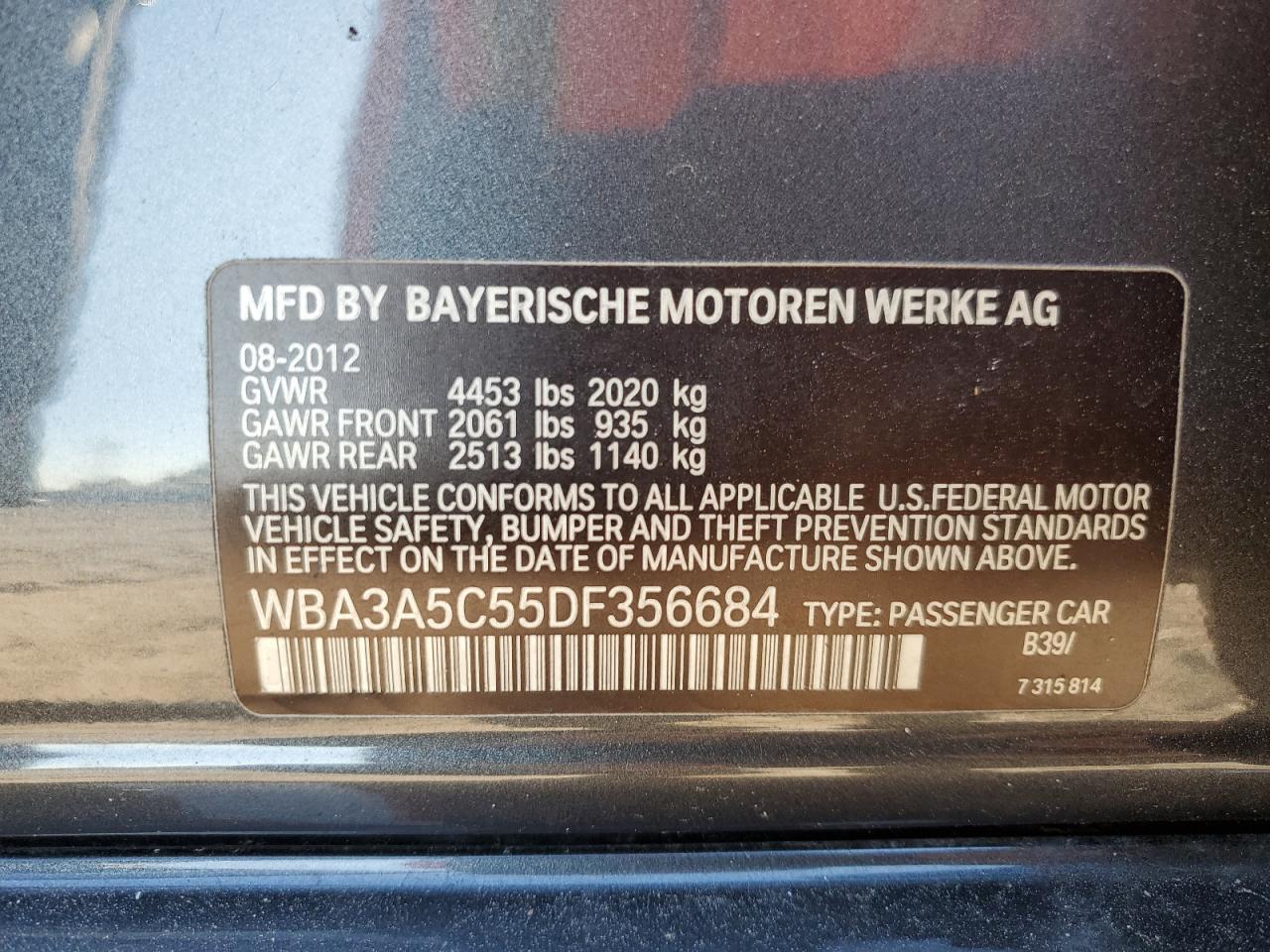 WBA3A5C55DF356684 2013 BMW 328 I