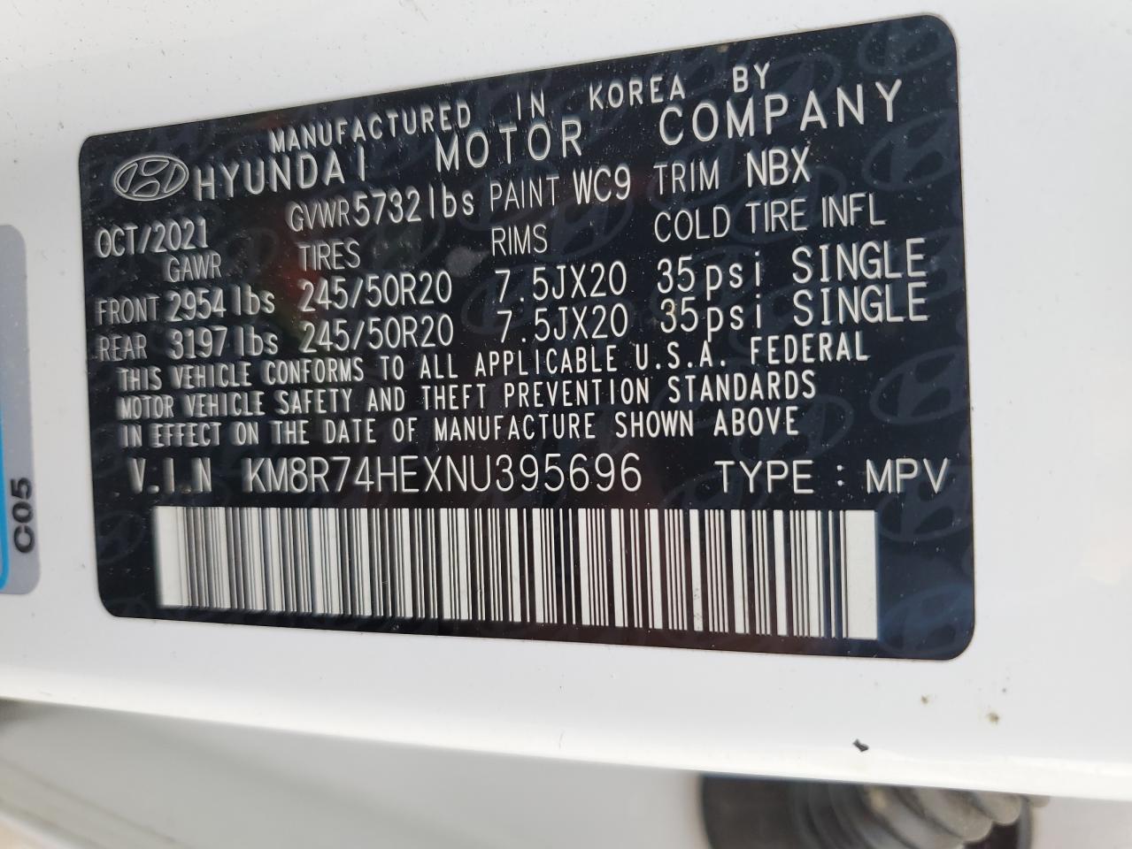 KM8R74HEXNU395696 2022 Hyundai Palisade Calligraphy