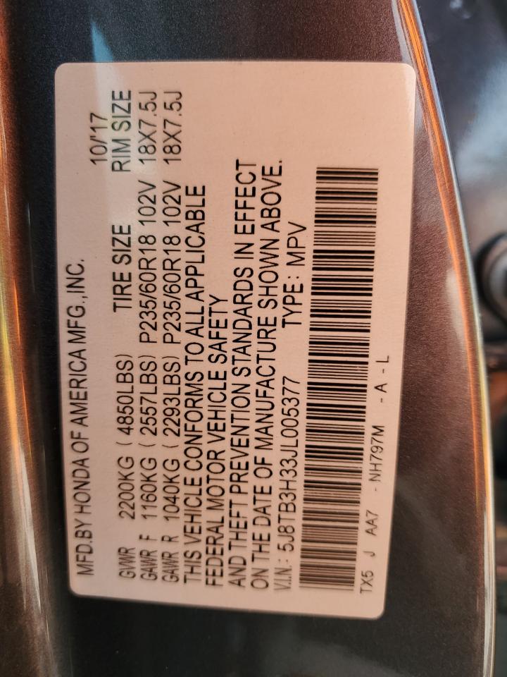 5J8TB3H33JL005377 2018 Acura Rdx