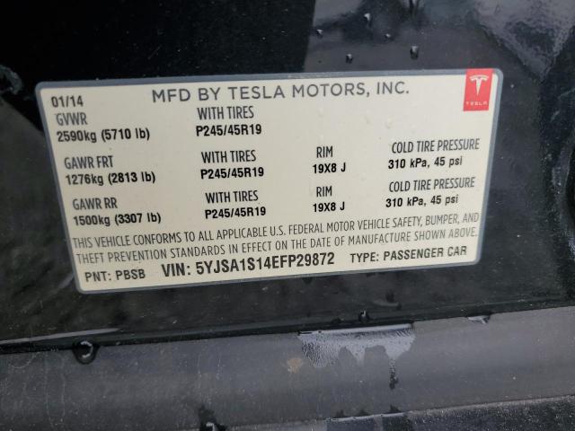 2014 Tesla Model S VIN: 5YJSA1S14EFP29872 Lot: 55417934