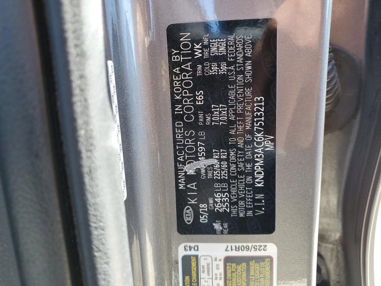 KNDPM3AC6K7513213 2019 Kia Sportage Lx