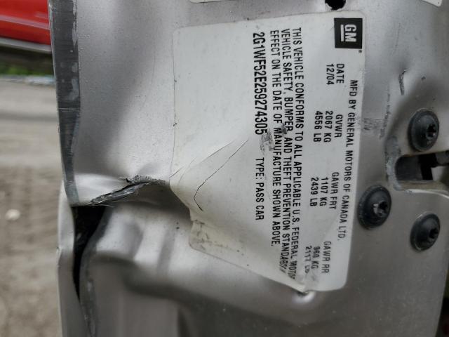 2005 Chevrolet Impala VIN: 2G1WF52E259274305 Lot: 53932794