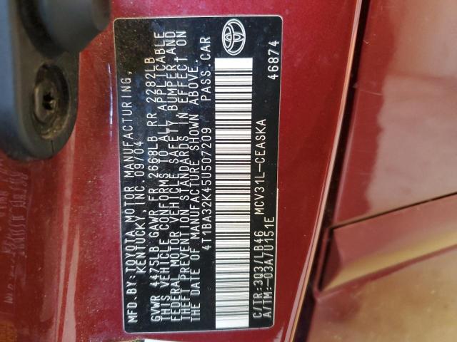 2005 Toyota Camry Se VIN: 4T1BA32K45U507209 Lot: 56130874