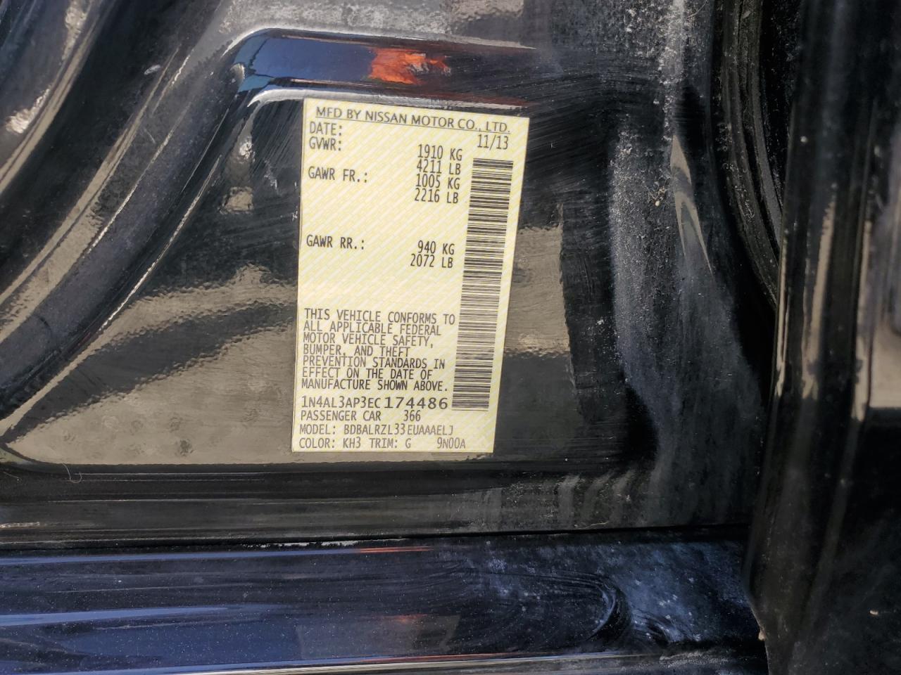 1N4AL3AP3EC174486 2014 Nissan Altima 2.5