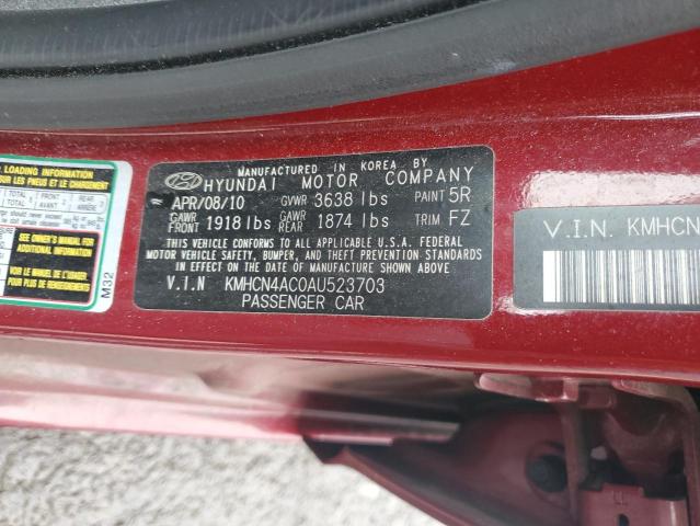 2010 Hyundai Accent Gls VIN: KMHCN4AC0AU523703 Lot: 55000274