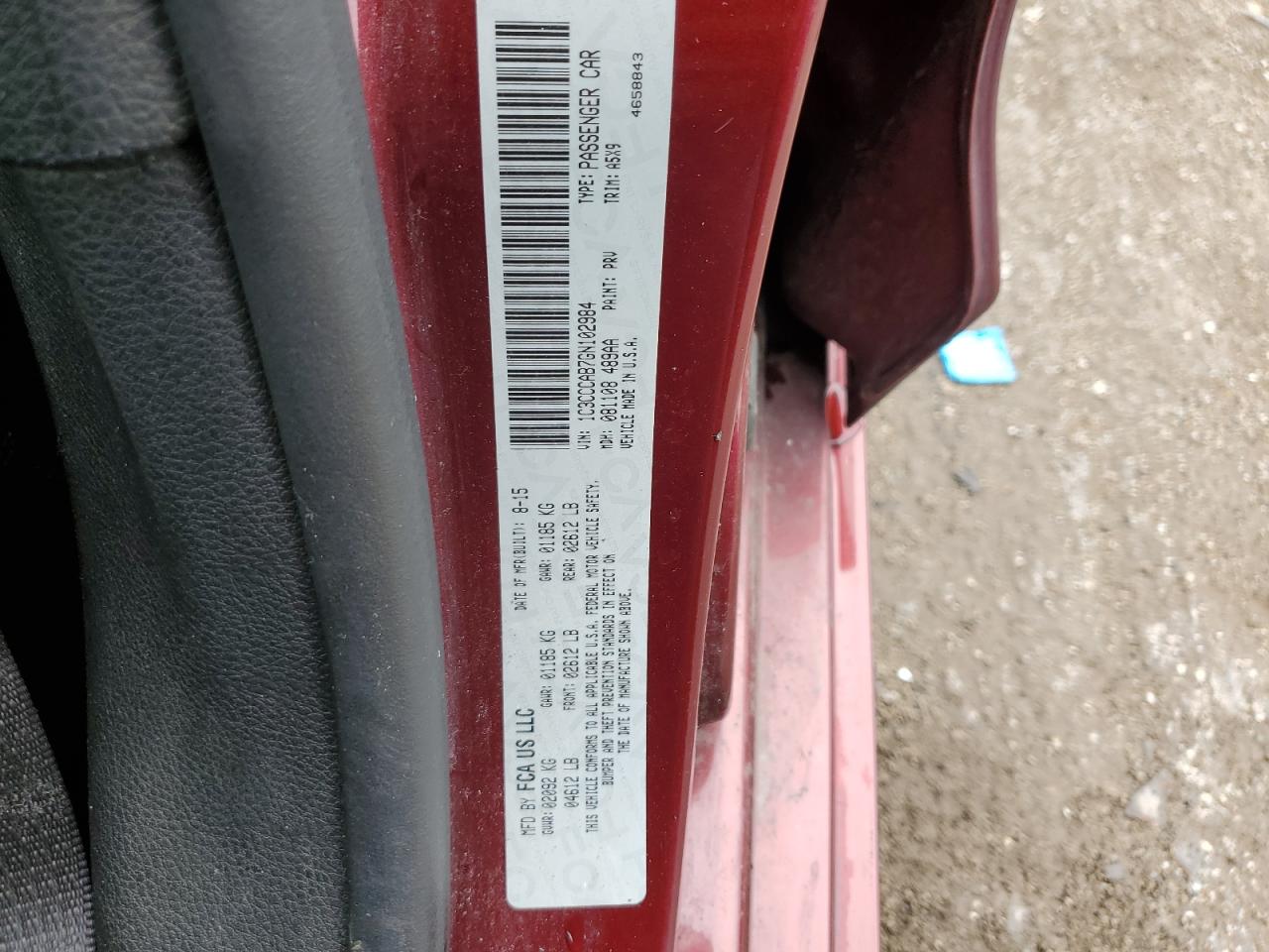 1C3CCCAB7GN102984 2016 Chrysler 200 Limited