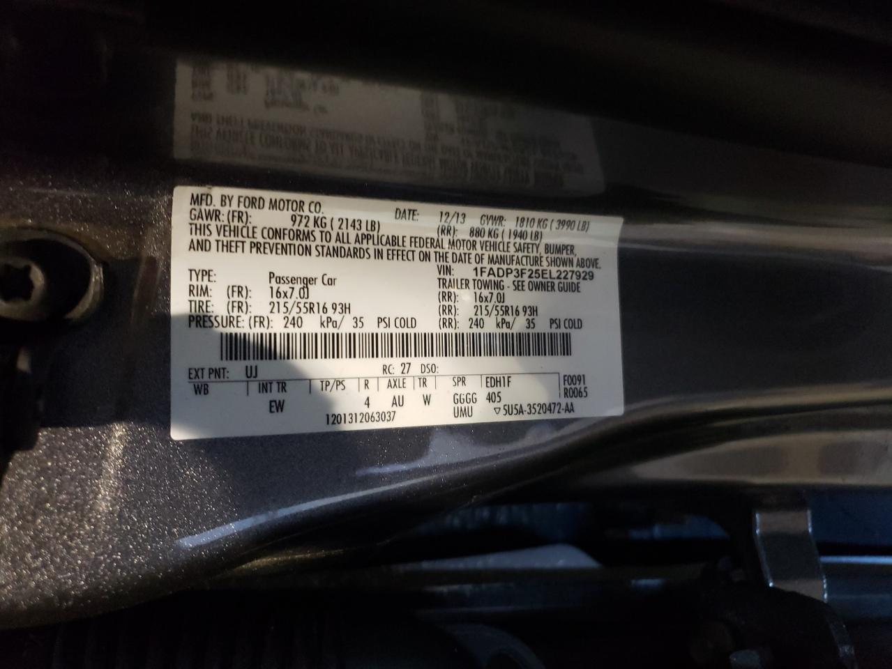 1FADP3F25EL227929 2014 Ford Focus Se