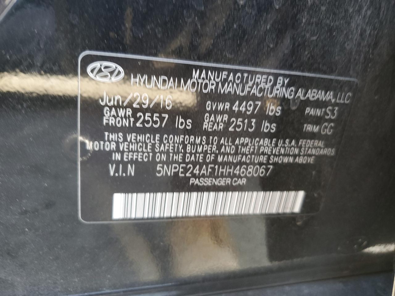5NPE24AF1HH468067 2017 Hyundai Sonata Se