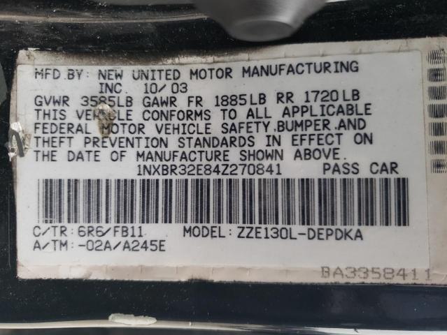 2004 Toyota Corolla Ce VIN: 1NXBR32E84Z270841 Lot: 55385114