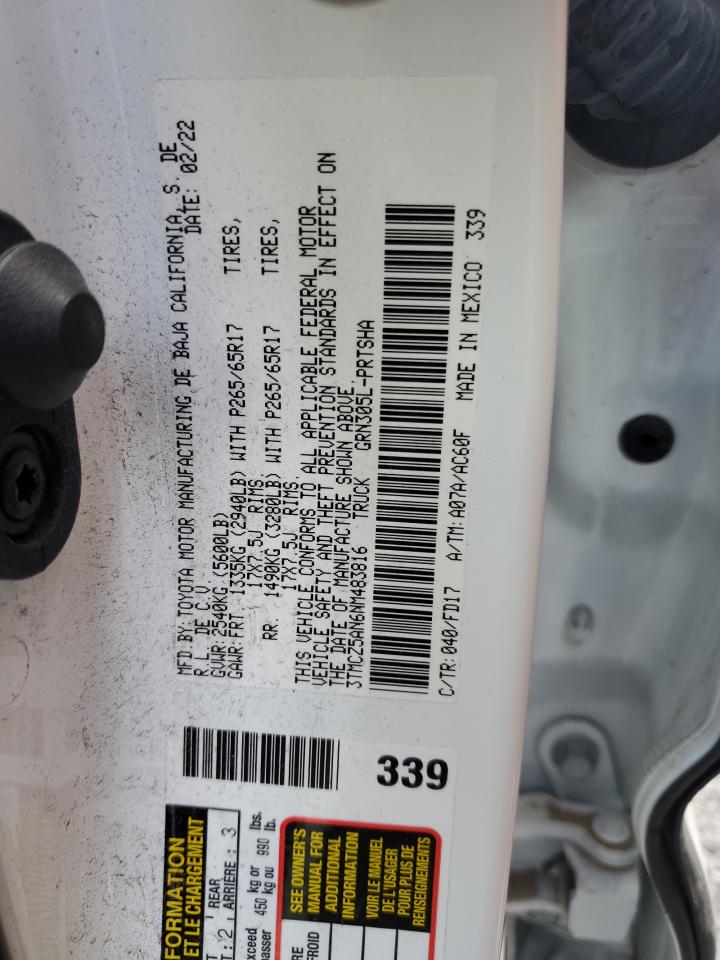 3TMCZ5AN6NM483816 2022 Toyota Tacoma Double Cab