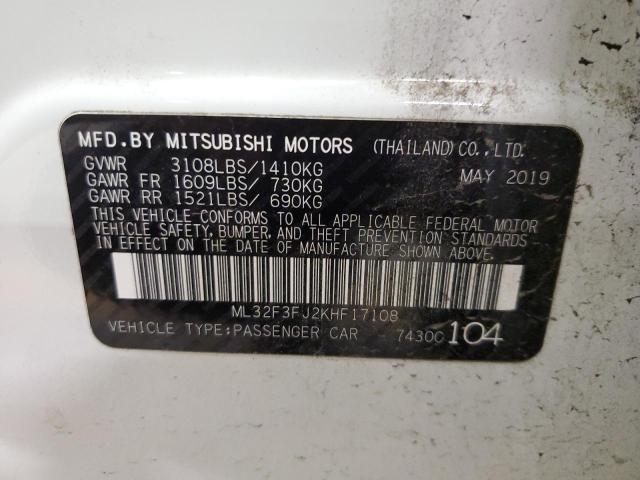 2019 Mitsubishi Mirage G4 Es VIN: ML32F3FJ2KHF17108 Lot: 56918924